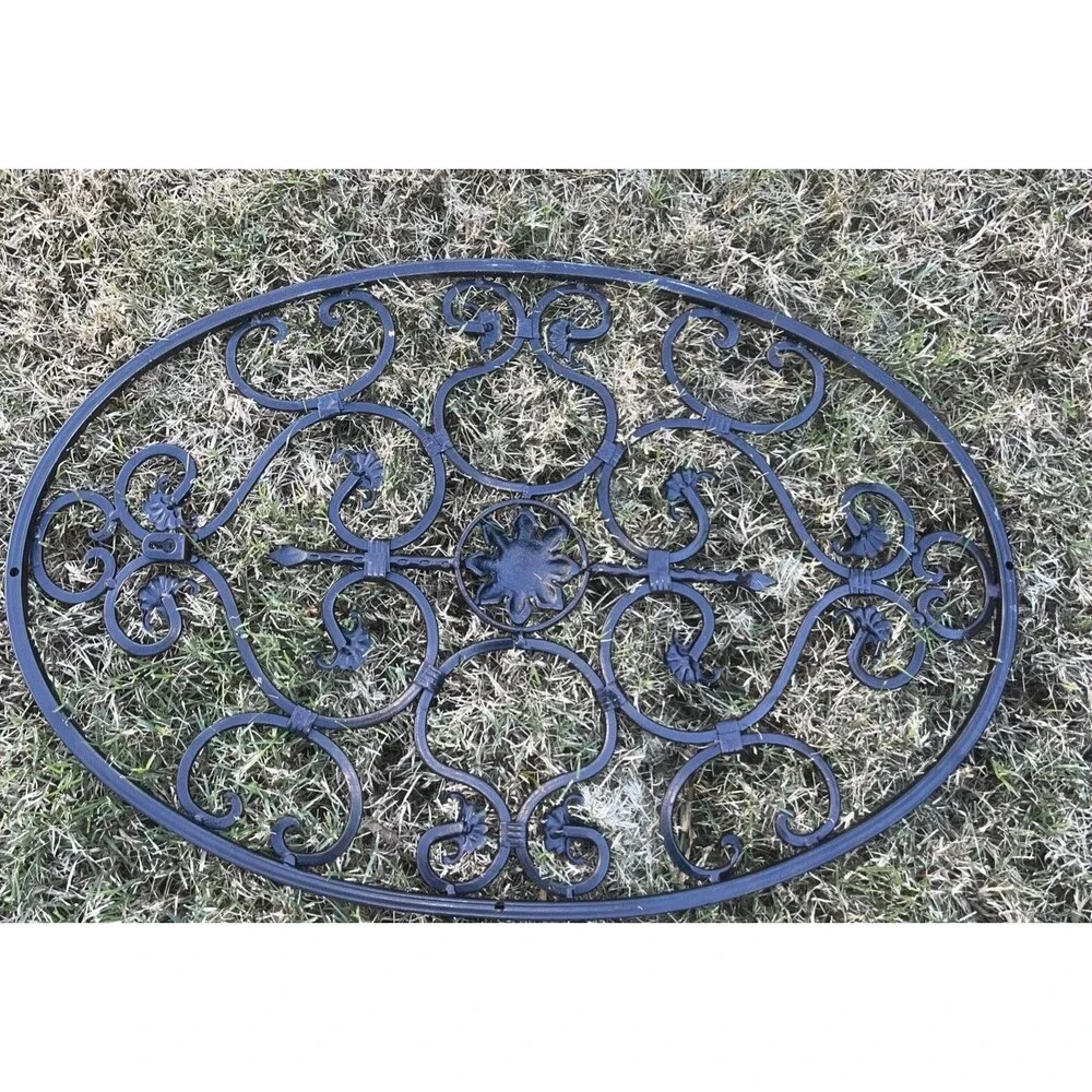 1990 Large Metal Ornate Bearded Iris Oval Wall Decor Hanging Indoor/outdoor